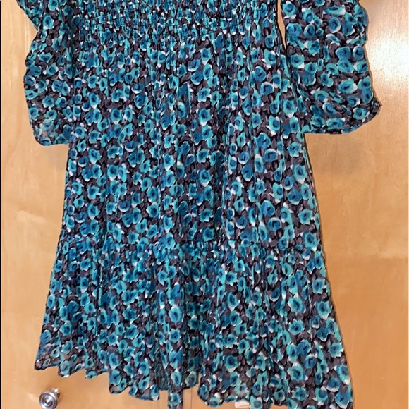 REBECCA TAYLOR Climbing Rose Long Sleeve Silk Blend Dress - Picture 4 of 14